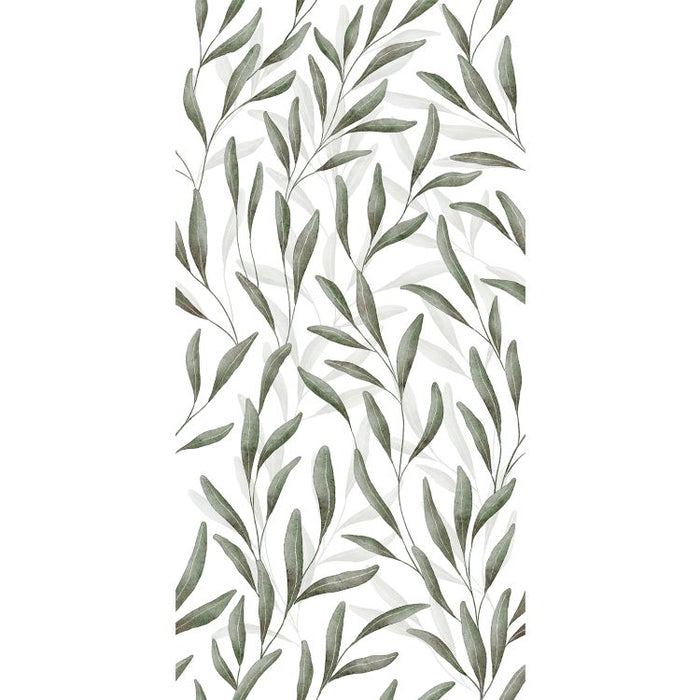 Leaf-patterned tile design with green foliage on a white background.