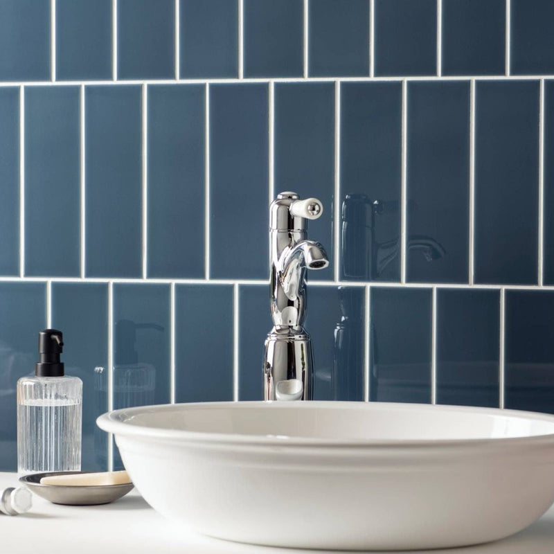 Image of Ascot Blue Large Brick Field Tile 22.8x7.5cm-Ceramic wall tile-Original Style-Tile.co.uk