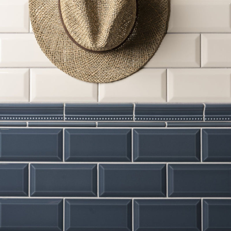 Image of Ascot Blue Metro Bevelled Tile 15x7.5cm-Ceramic wall tile-Original Style-Tile.co.uk