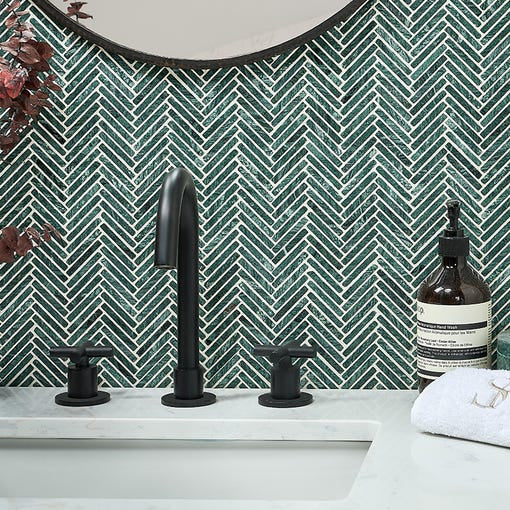 Athens Amazon Marble Mosaic - 29.2 x 30.2 x 1.0cm-Ca Pietra-Tile.co.uk