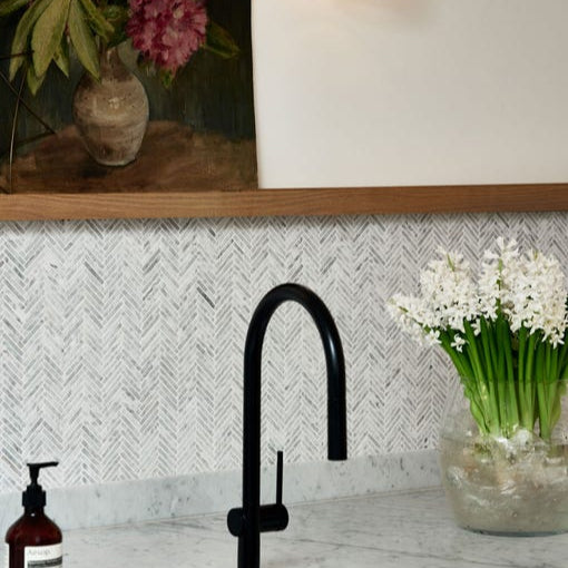 Image of Athens Carrara Marble Mosaic - 29.2 x 30.2 x 1.0cm-Ca Pietra-Tile.co.uk