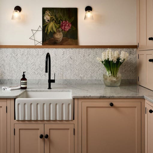 Image of Athens Carrara Marble Mosaic - 29.2 x 30.2 x 1.0cm-Ca Pietra-Tile.co.uk