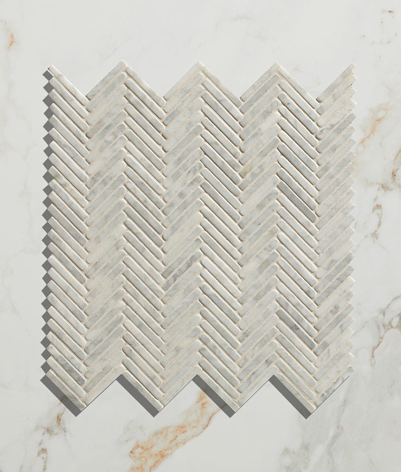 Image of Athens Carrara Marble Mosaic - Free Cut Tile Sample-sample-sample-Tile.co.uk