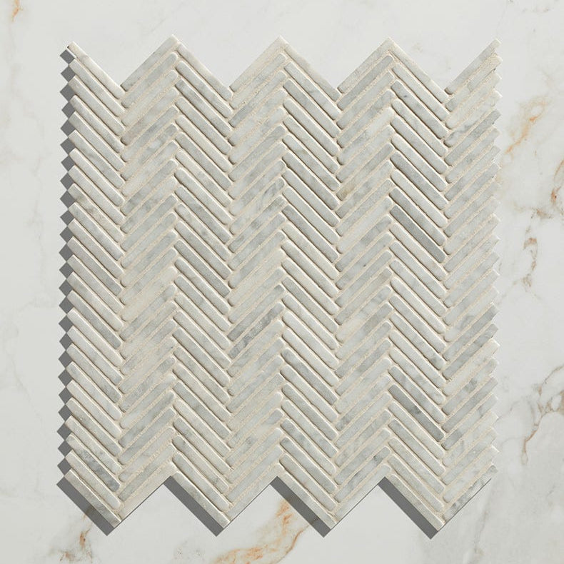 Image of Athens Carrara Marble Mosaic - 29.2 x 30.2 x 1.0cm-Ca Pietra-Tile.co.uk