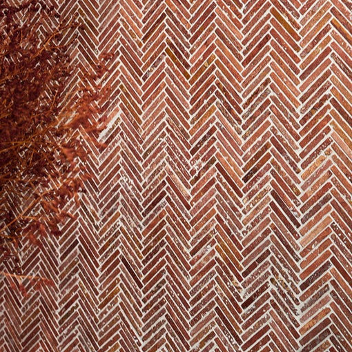 Image of Athens Rosso Travertine Mosaic - 29.2 x 30.2 x 1.0cm-Ca Pietra-Tile.co.uk
