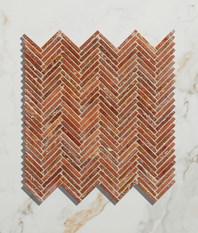 Image of Athens Rosso Travertine Mosaic - Free Cut Tile Sample-sample-sample-Tile.co.uk