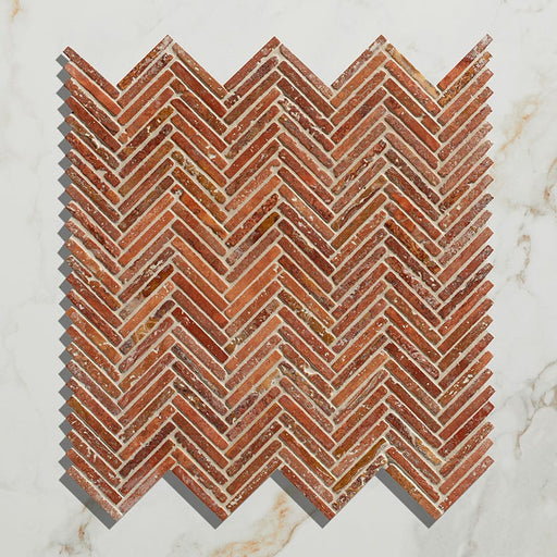 Athens Rosso Travertine Mosaic - 29.2 x 30.2 x 1.0cm-Ca Pietra-Tile.co.uk
