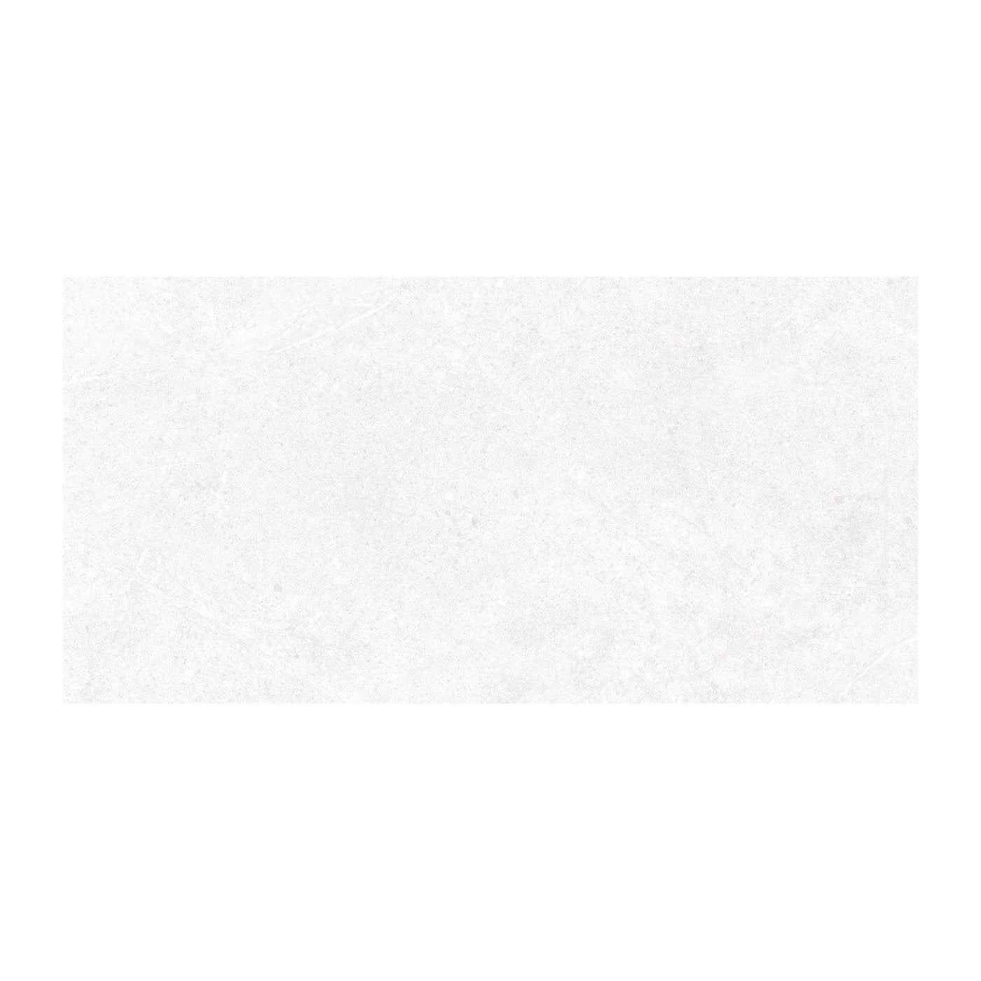 Image of A rectangular off-white textured tile or stone sample centered on a plain white background.