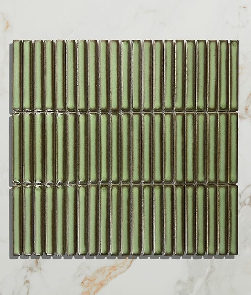 Image of Bamboo Lustre Avocado Satin Mosaic 28.2x29.4cm-mosaic tile-Ca Pietra-Tile.co.uk