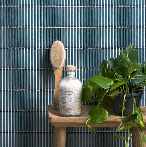 Image of Bamboo Verdigris Gloss Mosaic 28.4x29.5cm-mosaic tile-Ca Pietra-Tile.co.uk