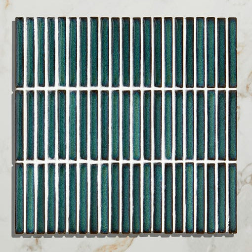 Bamboo Verdigris Gloss Mosaic 28.4x29.5cm-mosaic tile-Ca Pietra-Tile.co.uk