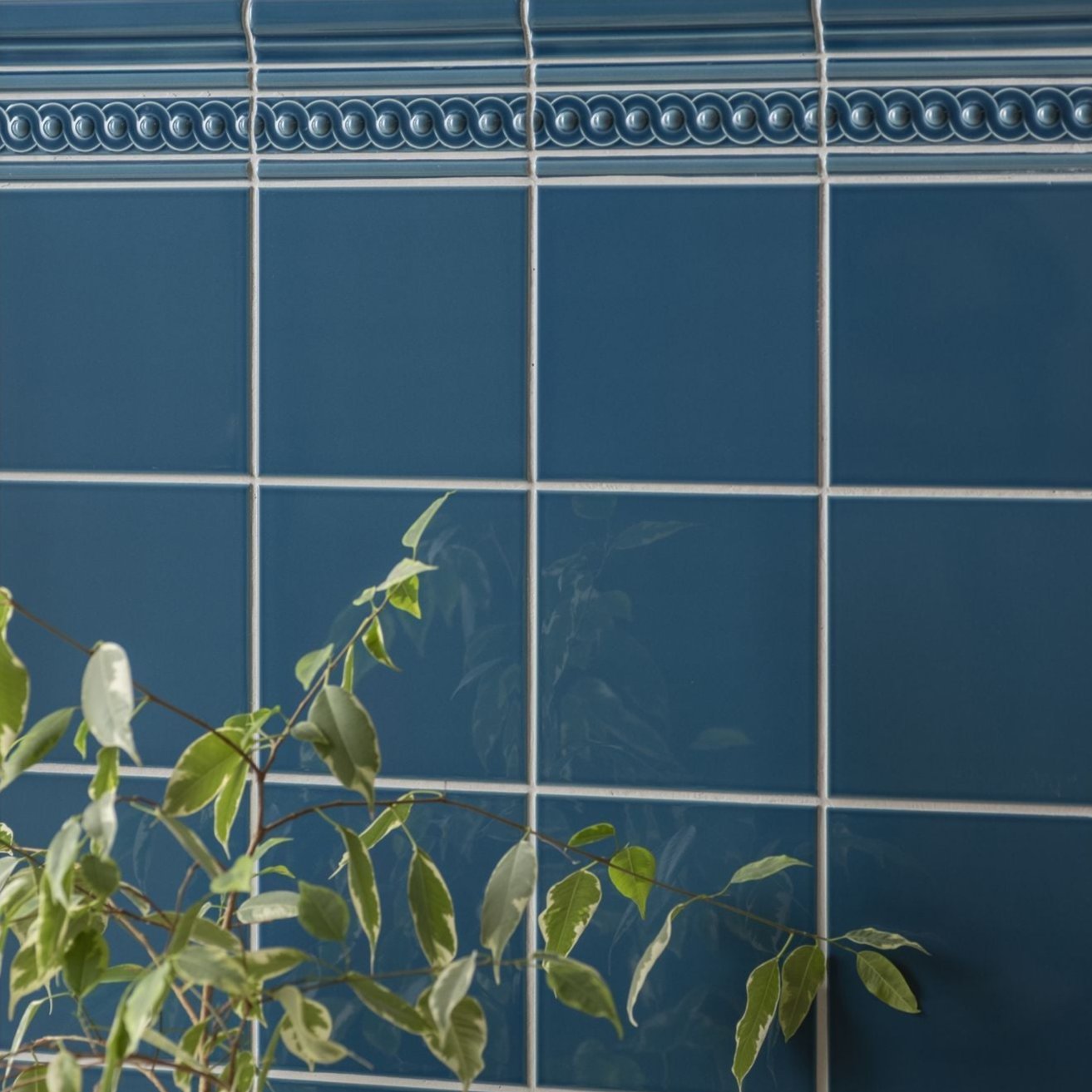 Image of Baroque Blue Field Tile 15.2x15.2cm-Ceramic wall tile-Original Style-Tile.co.uk