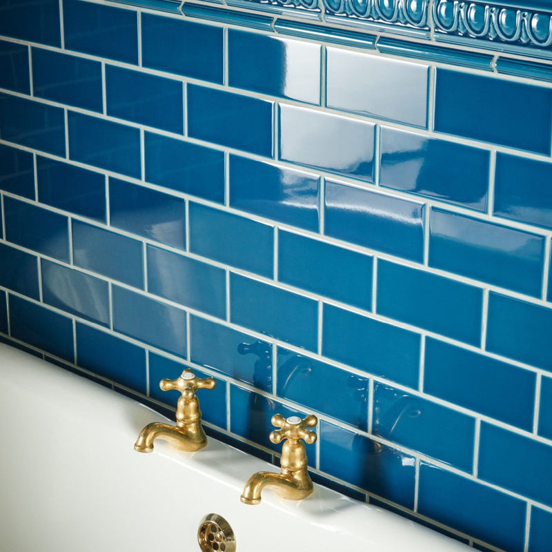 Image of Baroque Blue Half Tile 15.2x7.5cm-Ceramic wall tile-Original Style-Tile.co.uk