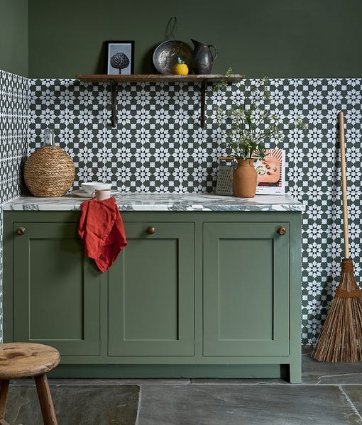 Belleville Vendome Green tile 22.5x22.5cm-Pattern tile-Ca Pietra-Tile.co.uk