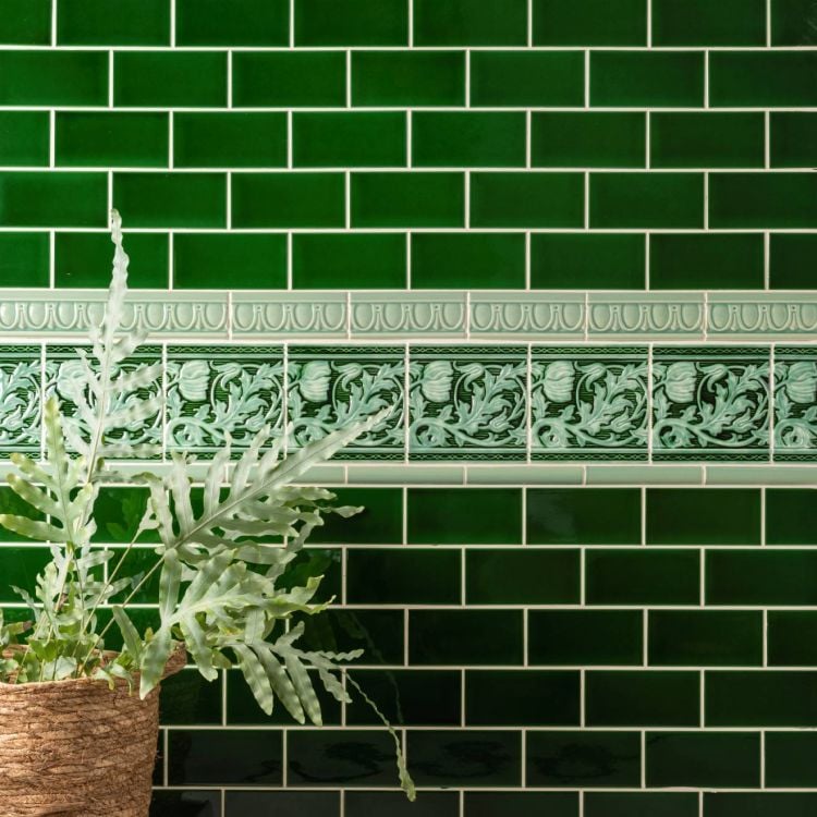 Image of Berkeley Jade Breeze on Victorian Green Tile 15.2x15.2cm-Ceramic Tiles-Original Style-Tile.co.uk