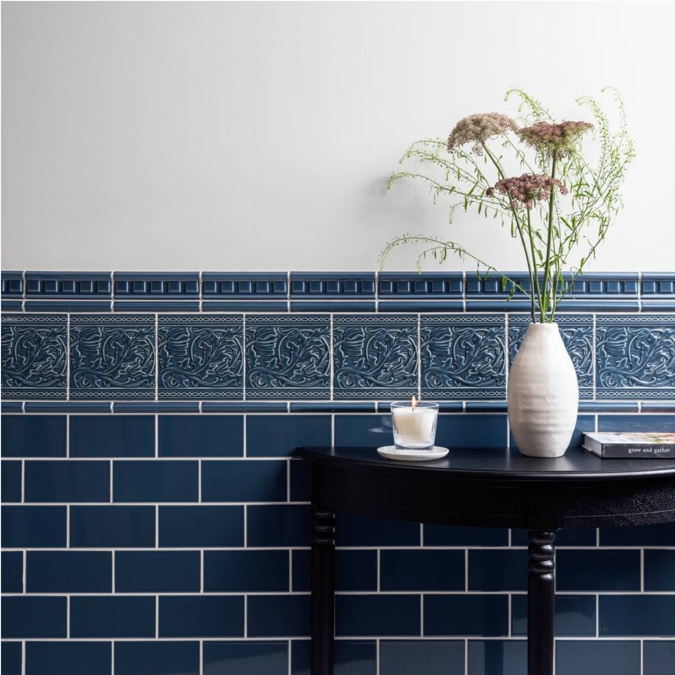 Image of Ascot Blue Half Tile 15.2x7.5cm-Ceramic wall tile-Original Style-Tile.co.uk