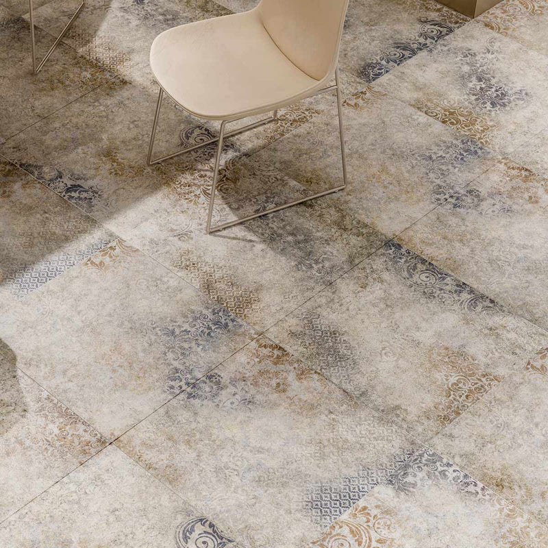 Image of Aged Blue pattern tile 60x60cm-Porcelain tile-Stargres-tile.co.uk