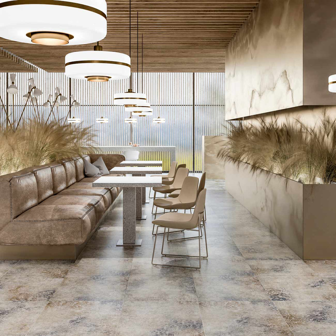 Aged Blue mix pattern tile | 60x60cm porcelain floor — Tile.co.uk