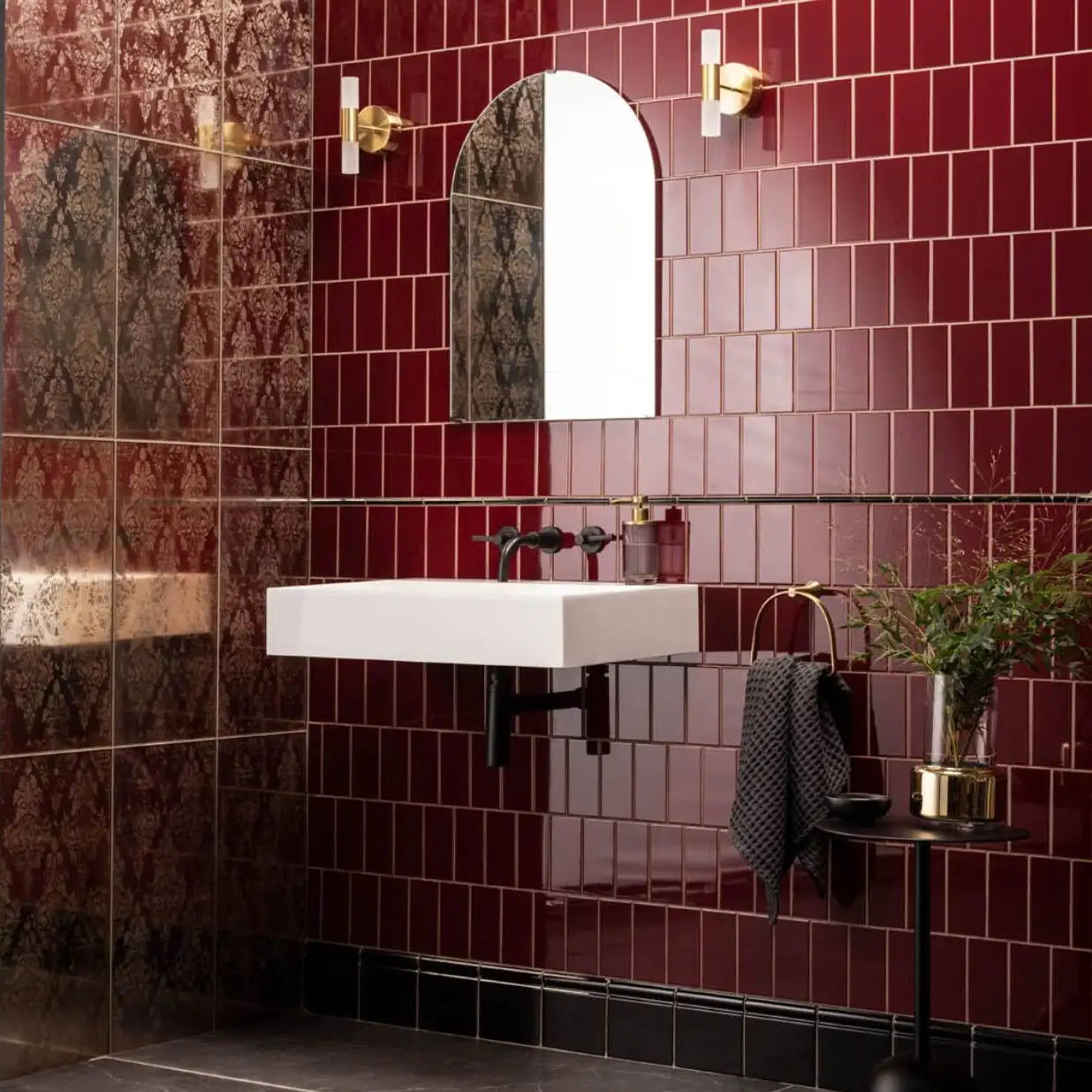 Image of Burgundy Half Tile 15.2x7.5cm-Ceramic wall tile-Original Style-Tile.co.uk