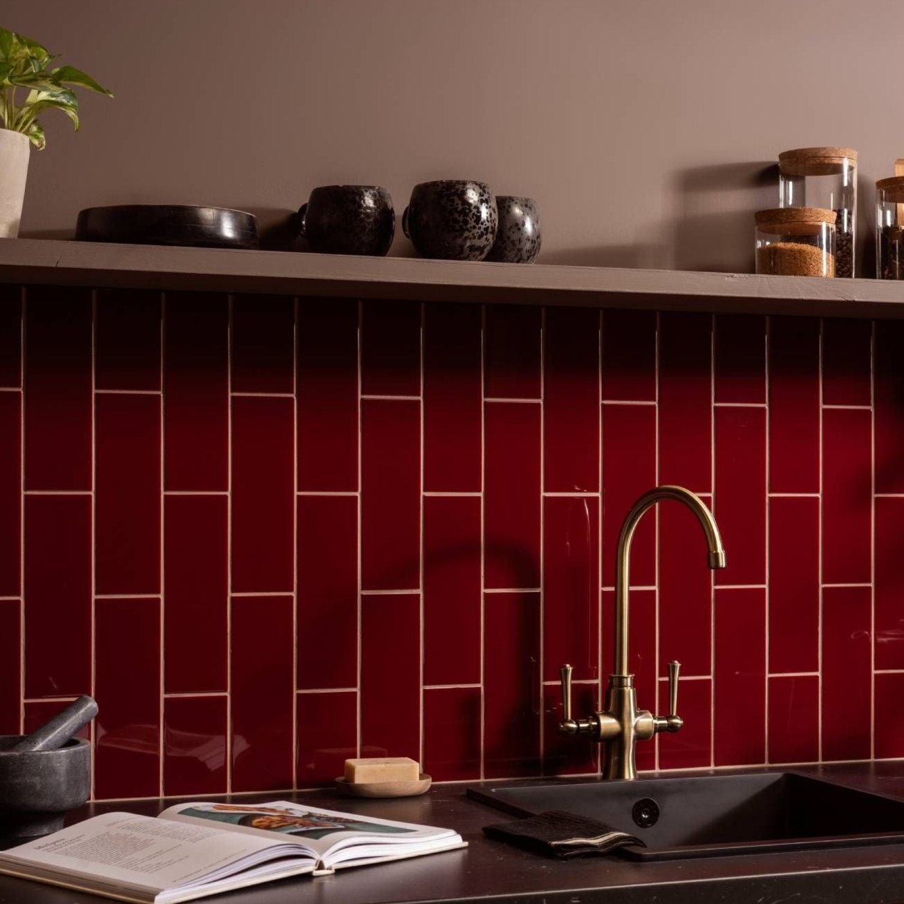 Image of Burgundy Large Brick Field Tile 22.8x7.5cm-Ceramic wall tile-Original Style-Tile.co.uk