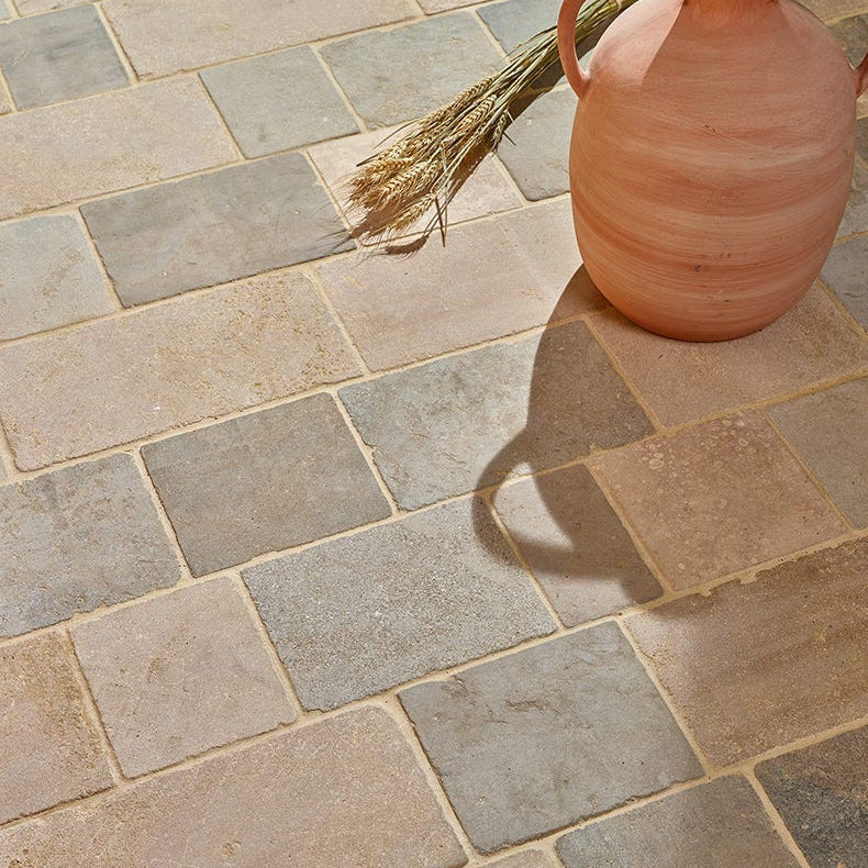 Image of Castilan Limestone Cobbles Tumbled 15 x Random x 1.8cm-Ca Pietra-Tile.co.uk