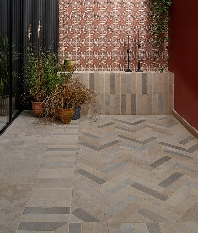 Image of Castilan Limestone Parquet Tumbled 7.5 x 30 x 1.8cm-Ca Pietra-Tile.co.uk