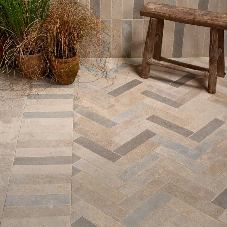 Image of Castilan Limestone Parquet Tumbled 7.5 x 30 x 1.8cm-Ca Pietra-Tile.co.uk