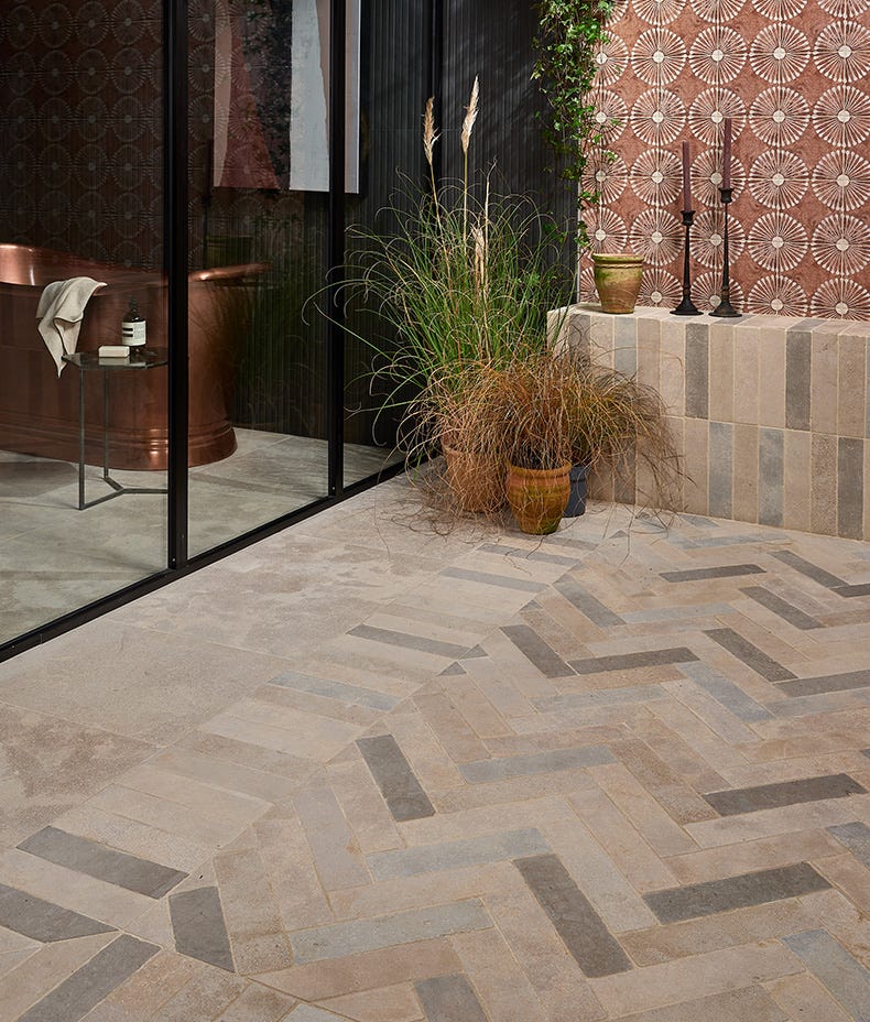 Image of Castilan Limestone Parquet Tumbled 7.5 x 30 x 1.8cm-Ca Pietra-Tile.co.uk