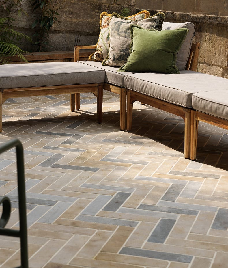 Image of Castilan Limestone Parquet Tumbled 7.5 x 30 x 1.8cm-Ca Pietra-Tile.co.uk