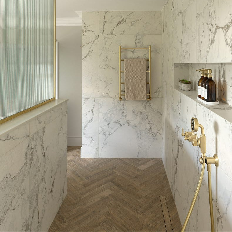 Image of Sculpture Porcelain Carrara Brushed 100 x 100 x 0.8cm-Wall and Floor tile-Ca Pietra-Tile.co.uk