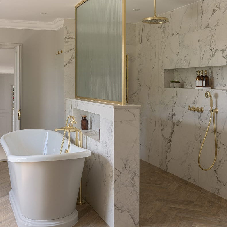 Image of Sculpture Porcelain Carrara Brushed 100 x 100 x 0.8cm-Wall and Floor tile-Ca Pietra-Tile.co.uk
