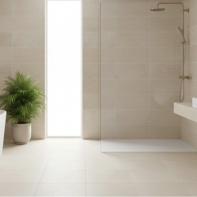 Image of Contemporary Bathroom with Rimini Beige Tiles