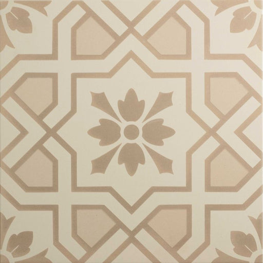 Decorative tile with geometric pattern on a beige background