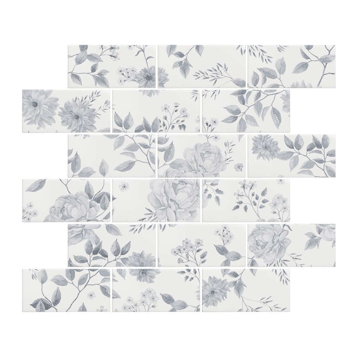 Cottage Garden Brick-bond Blue 18-tile panel wall tile 45.6x45.6cm-Ceramic wall tile-Original Style-Tile.co.uk