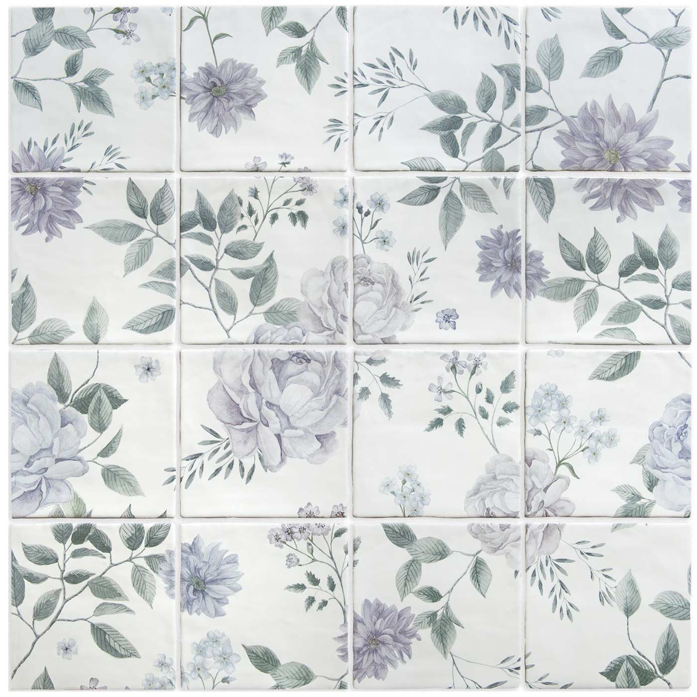 Image of Cottage Garden 16-Tile Panel wall tile 52x52cm-Ceramic wall tile-Original Style-Tile.co.uk