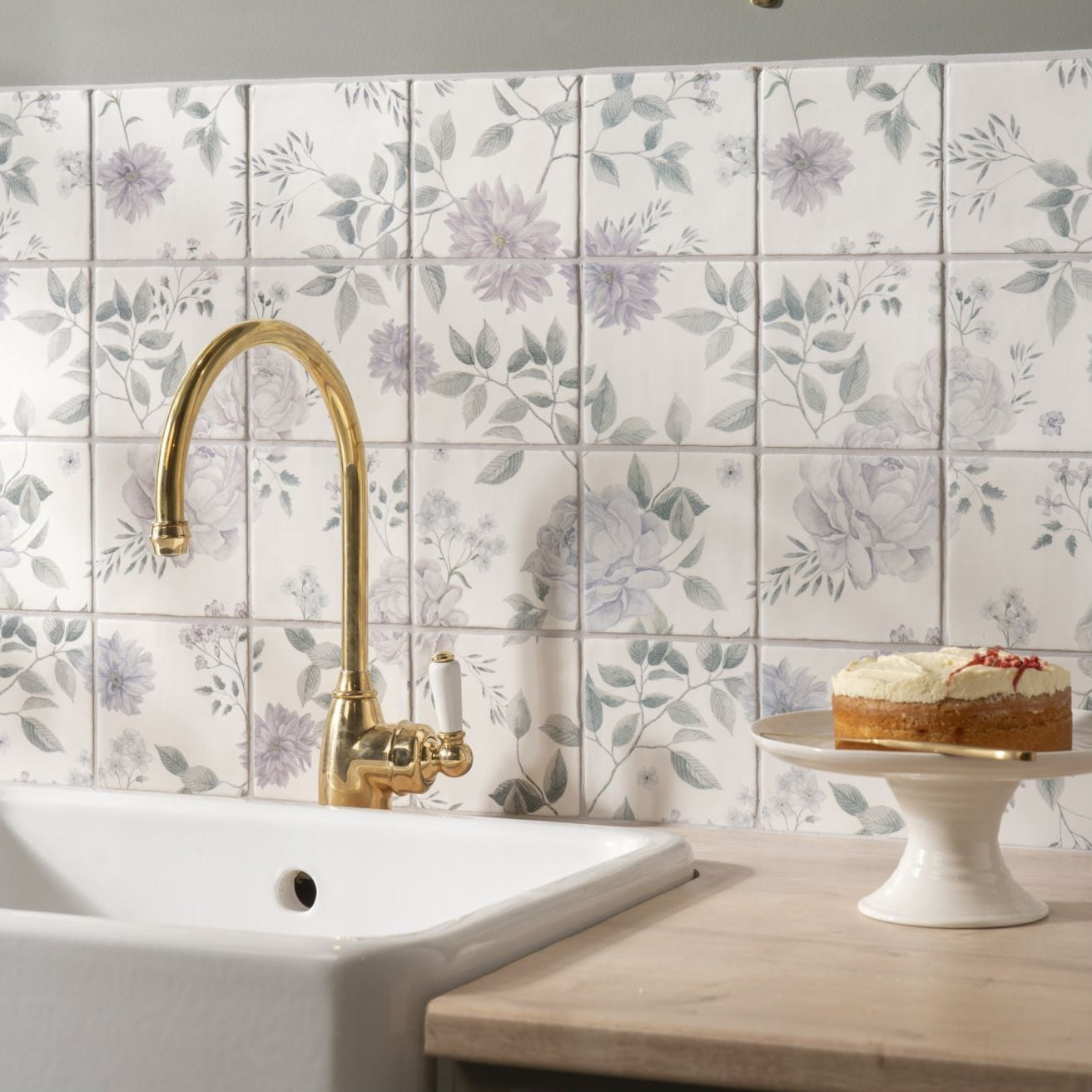 Image of Cottage Garden 16-Tile Panel wall tile 52x52cm-Ceramic wall tile-Original Style-Tile.co.uk