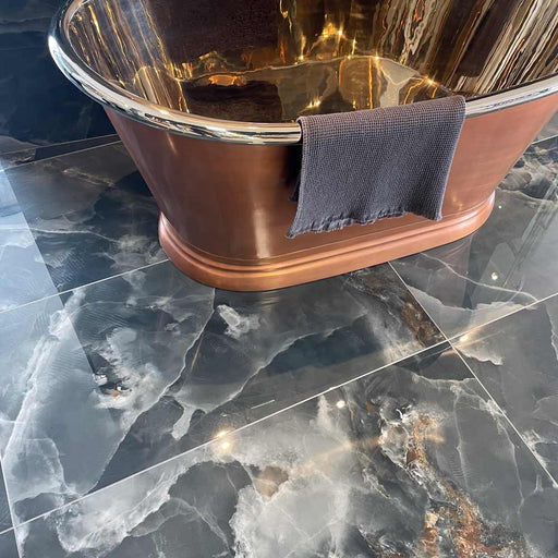 Crystal Midnight Black Marble tile 60x120cm-Large format-Eco Ceramic-Tile.co.uk