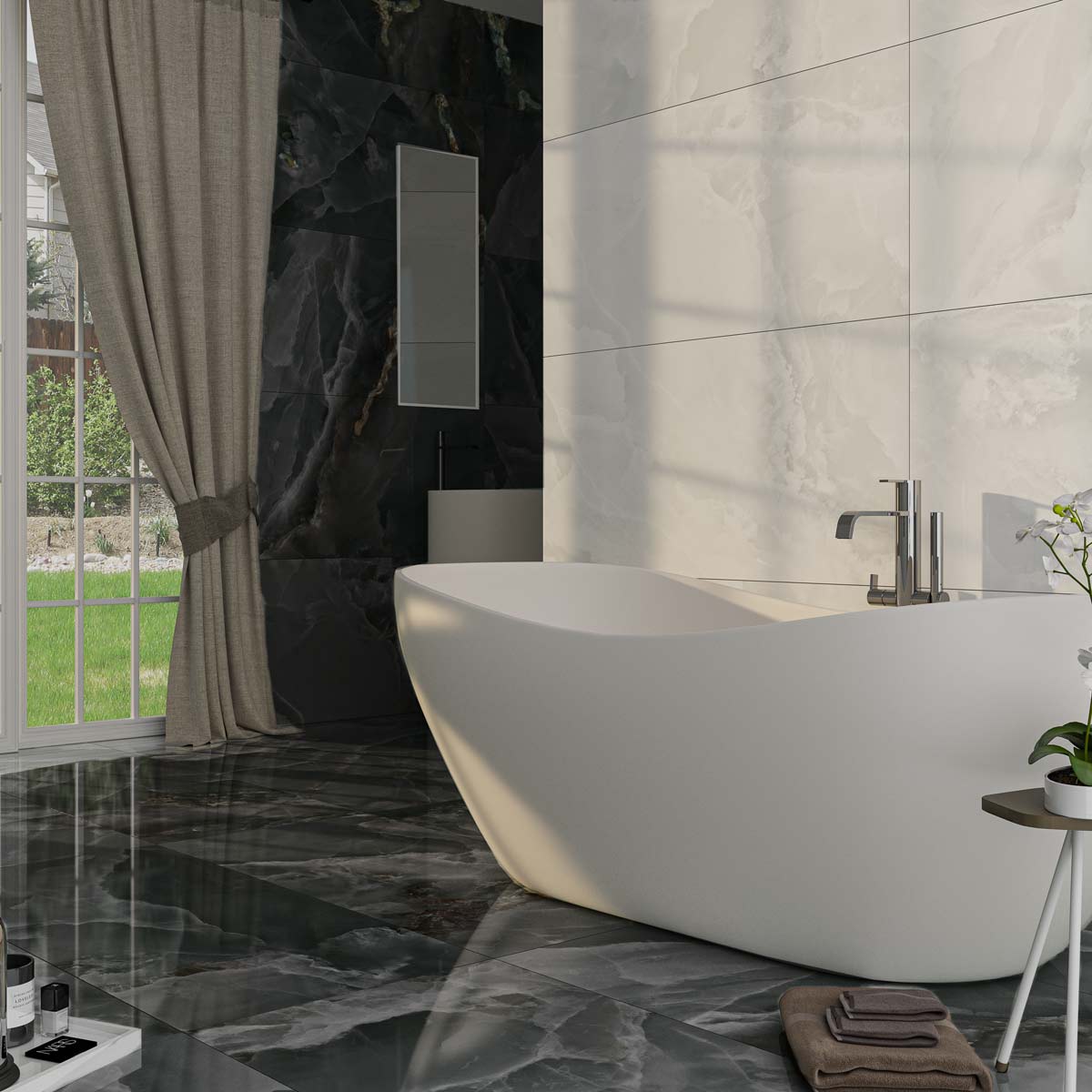 Crystal Midnight Black Marble tile porcelain 60x120cm – Tile.co.uk