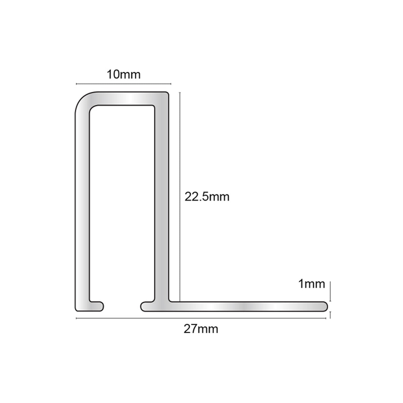 Image of Genesis Dark Granite Square Edge Aluminium Tile Trim-Trim-Genesis-Tile.co.uk