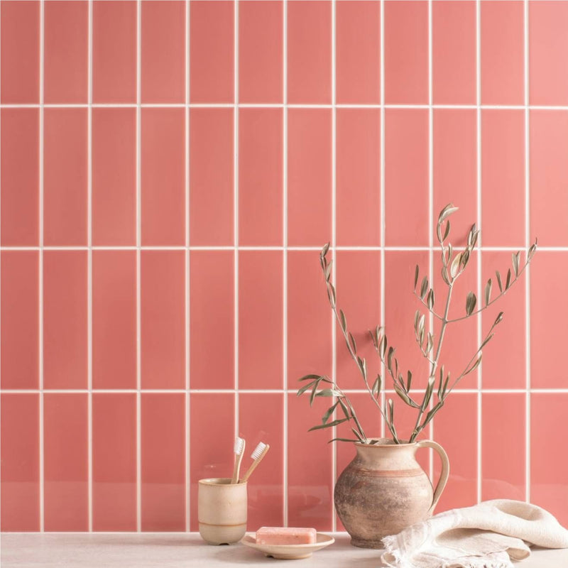 Image of Duchy Pink Large Brick Field Tile 22.8x7.5cm-Ceramic wall tile-Original Style-Tile.co.uk