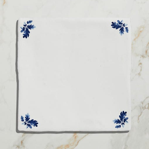 Dyrham Dairy Oak Leaf Corner tile 13x13cm-Ceramic wall tile-Ca Pietra-Tile.co.uk