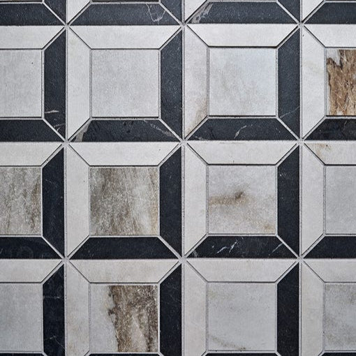 Image of East Village Porcelain Quadrant Mosaic Oro - 26 x 26 x 1.0cm-Ca Pietra-Tile.co.uk