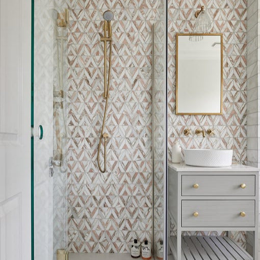 Image of East Java Flamingo Temple Honed Marble Mosaic 30.5x35cm-mosaic tile-Ca Pietra-Tile.co.uk