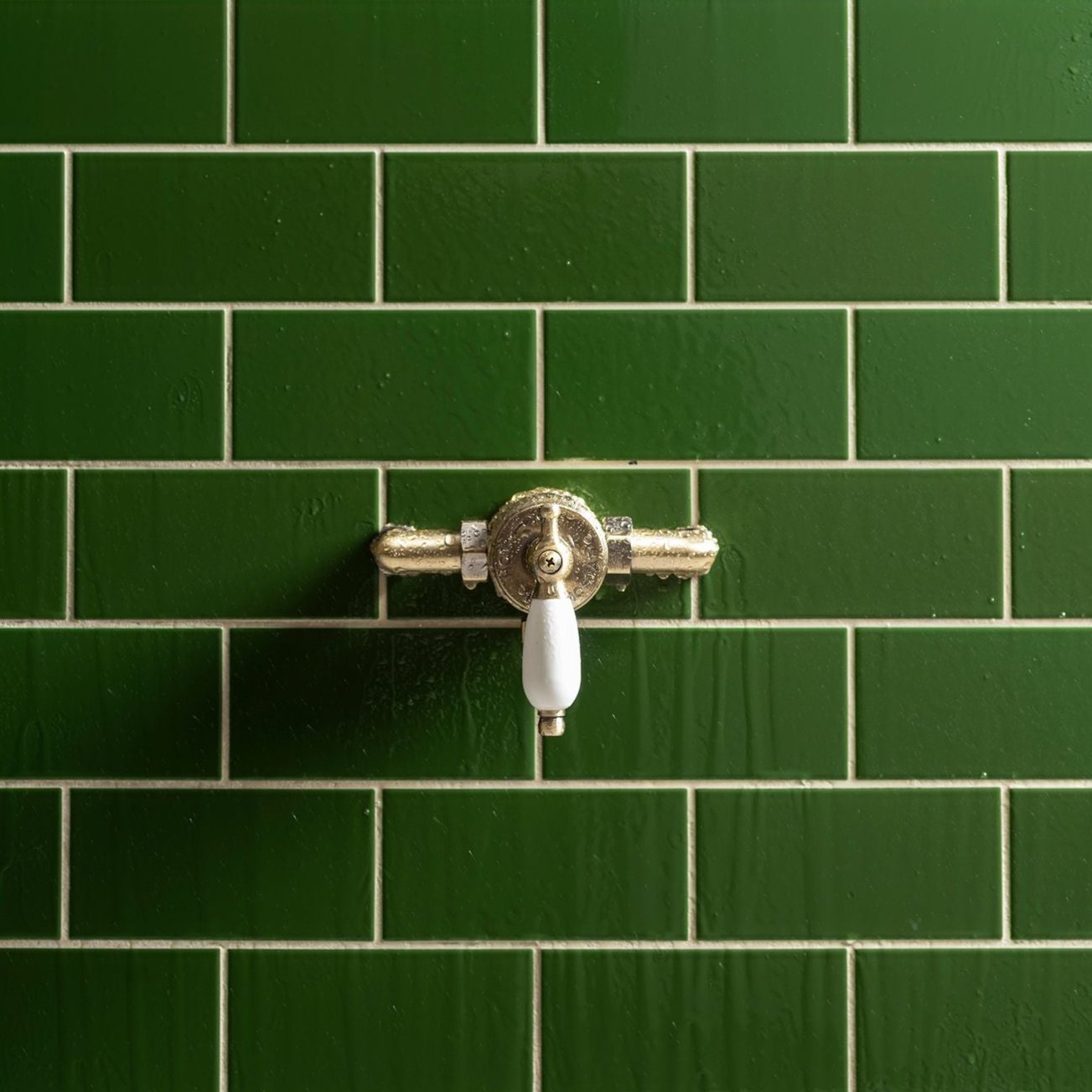 Image of Edwardian Green Half Tile 15.2x7.5cm-Ceramic wall tile-Original Style-Tile.co.uk