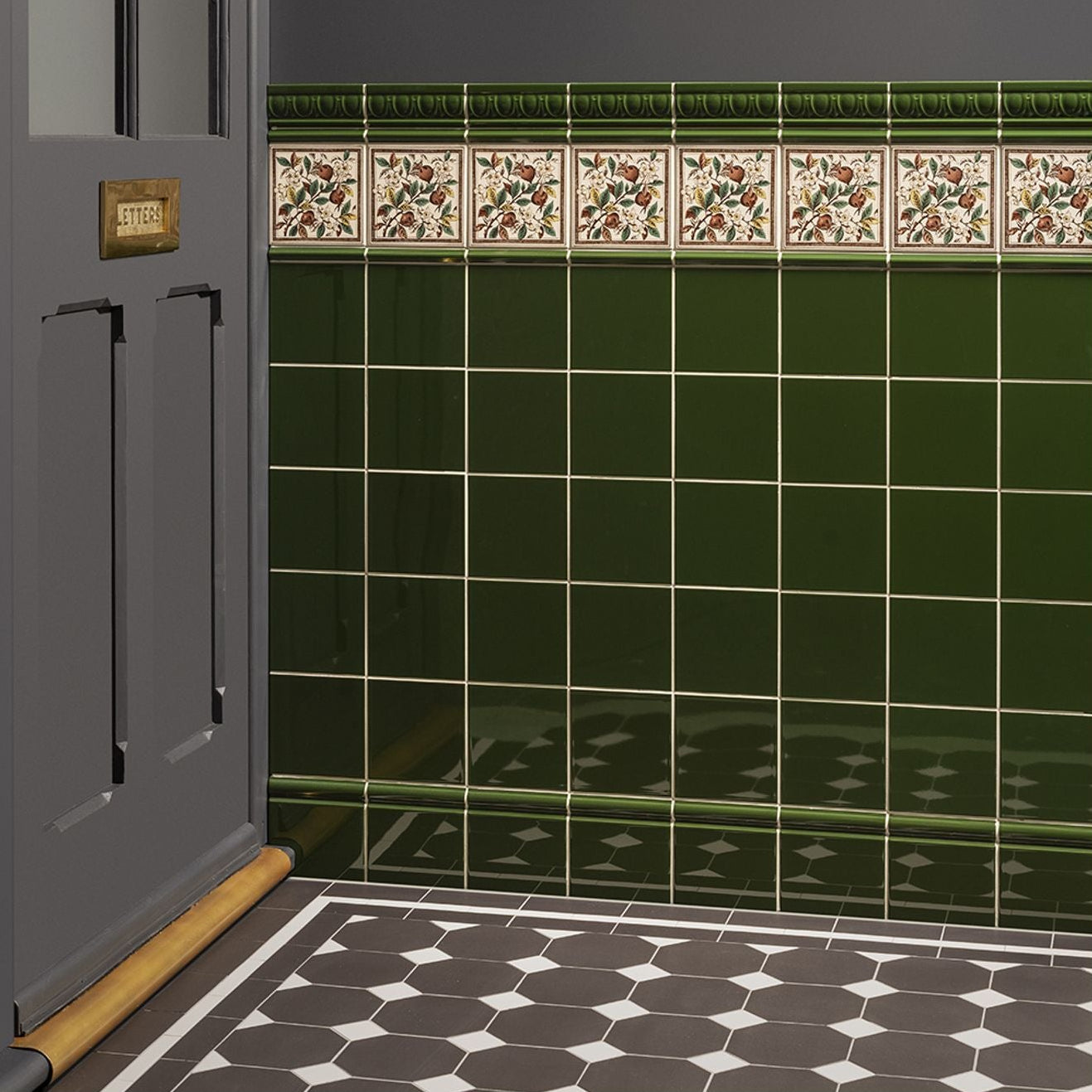 Image of Edwardian Green Skirting Tile 15.2x15.2cm-Ceramic tile-Original Style-Tile.co.uk