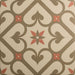 Square tile with a trellis-style pattern in warm taupe and rose tones, featuring a central floral motif and small four‑petal accents