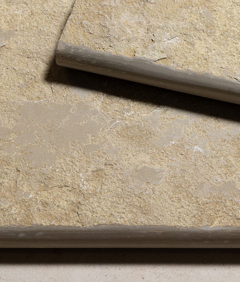 Image of Trusloe Limestone Seasoned Bullnose Coping-Outdoor Limestone Floor Tiles-Ca Pietra-Tile.co.uk