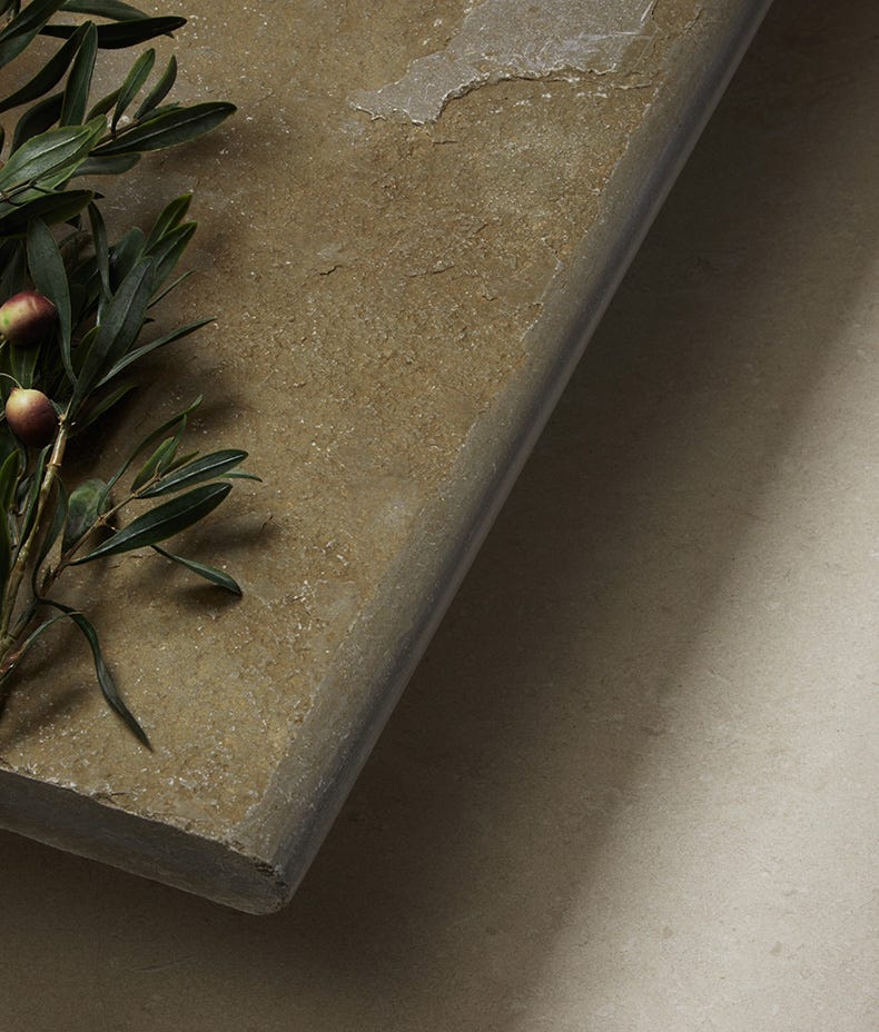 Image of Trusloe Limestone Seasoned Bullnose Coping-Outdoor Limestone Floor Tiles-Ca Pietra-Tile.co.uk