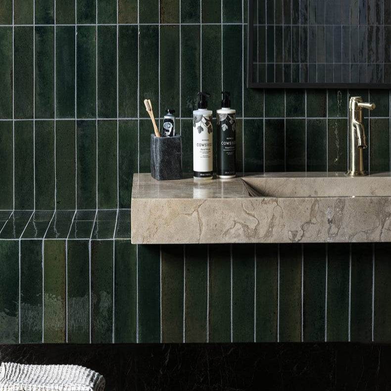 Image of Foundry Novo Porcelain Alligator Green Tile - 5.7 x 23.7cm-Ca Pietra-Tile.co.uk