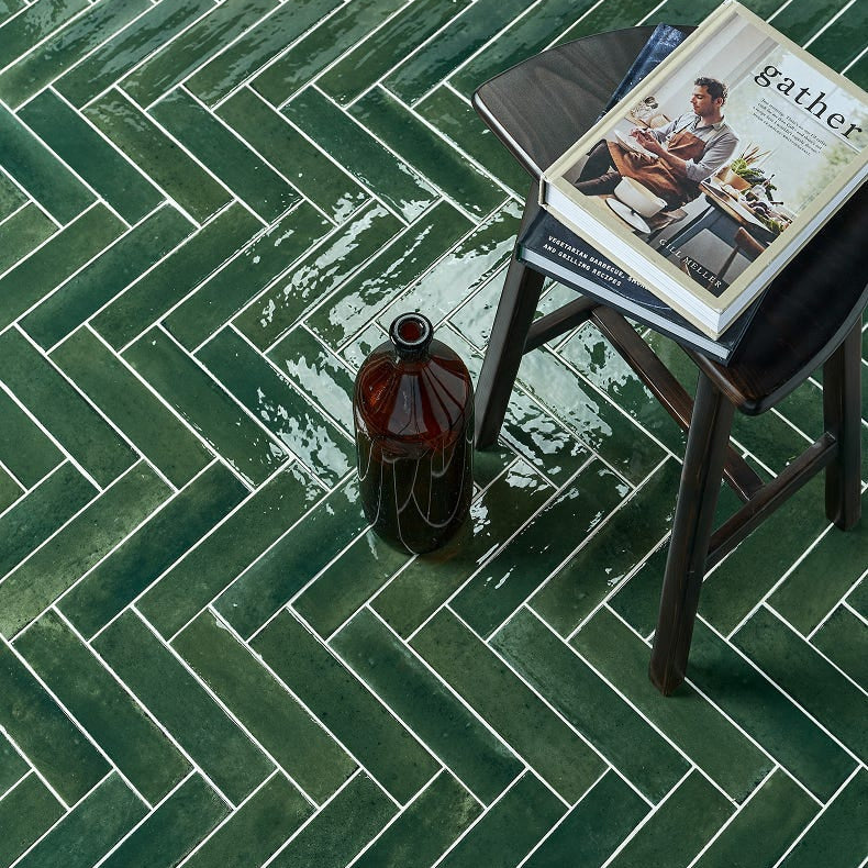 Image of Foundry Novo Porcelain Irish Green Tile - 5.7 x 23.7cm-Ca Pietra-Tile.co.uk